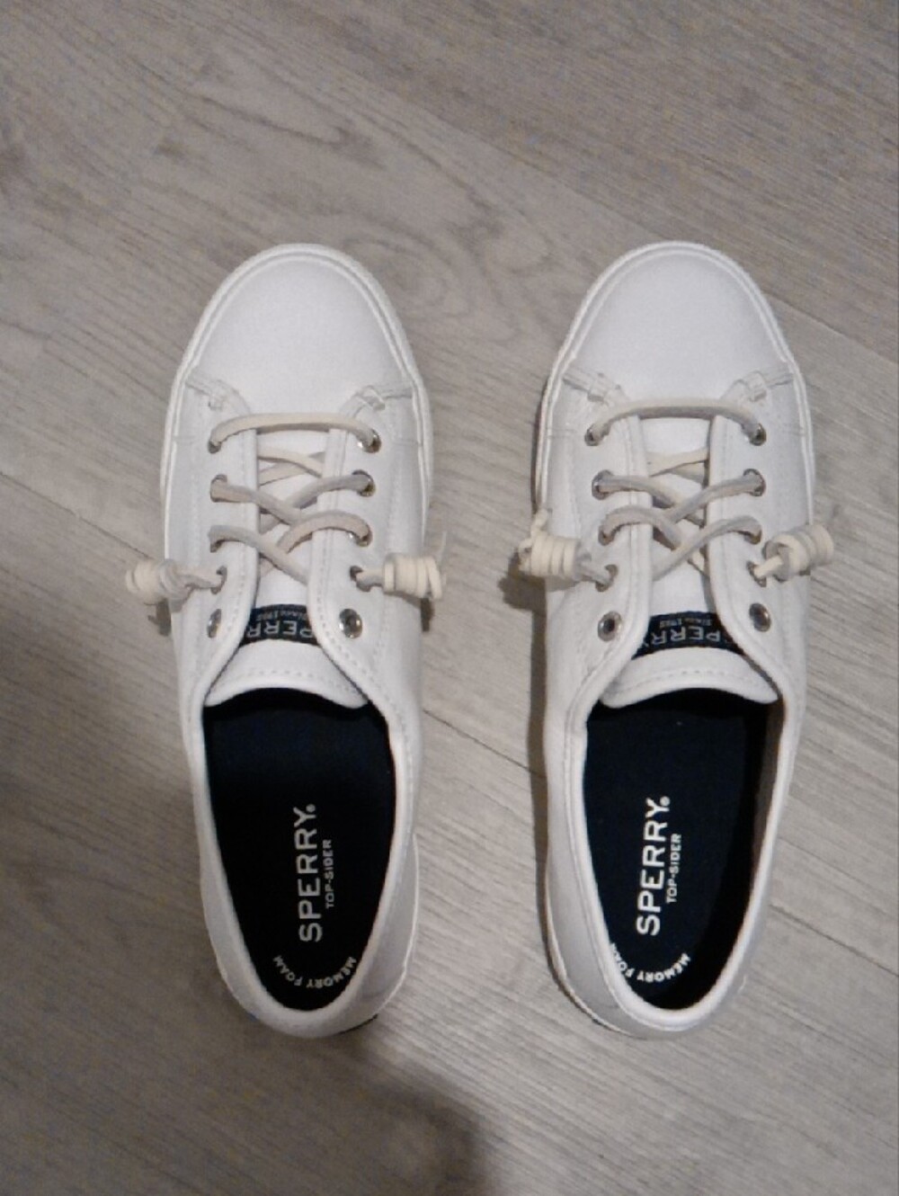 Sperry White Leather Boat Sneakers with Leather Laces - NWOT